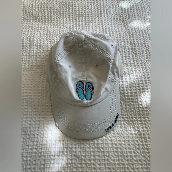 Life Is Good Accessories - Life is Good Tan Baseball Cap with Blues Flip Flops
